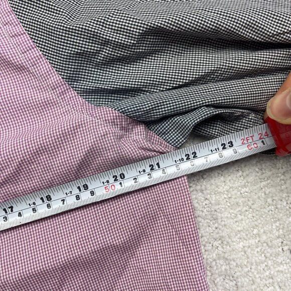 Lacoste Shirt Mens 44 Gingham Color Block Check Pink Button Down Long Sleeve - Picture 8 of 15